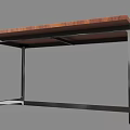 Modern Home Office Desk With Wooden Tabletop And Black Metal Frame