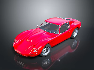 Red Classic Sports Car With Sleek Design Shiny Finish On Dark Background 3d model