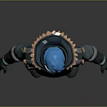 Futuristic Sci Fi Character Wearing Blue Cap With Mechanical Limbs And Companion Creature