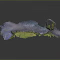 Vibrant Terrain Model With Blue Green Purple Areas And Circular Ring Formation