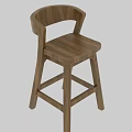 Wooden Bar Stool Simple Modern Design With Natural Light White Curtains And Plant