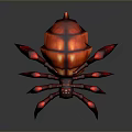 Red Spider With Glossy Armored Body And Many Sharp Legs