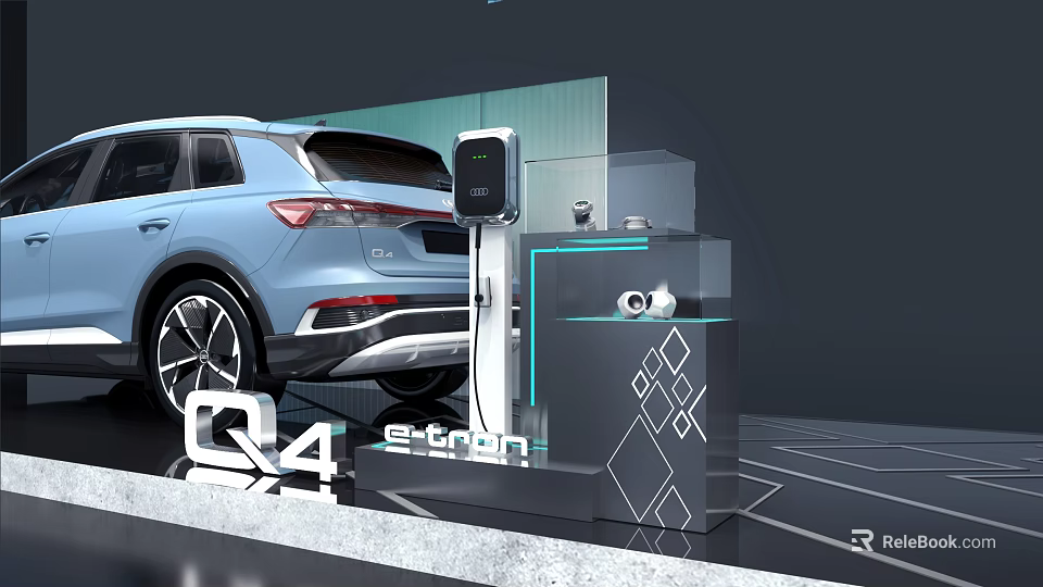 Q4 e-tron Electric Vehicle Charging Station With Modern Charging Facility Design 3d model 