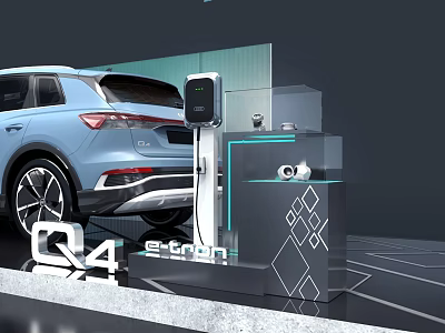 Q4 e-tron Electric Vehicle Charging Station With Modern Charging Facility Design 3d model