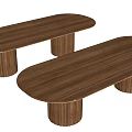 Modern Wooden Dining Tables With Cylindrical Legs And Oval Rectangular Shapes 3d model