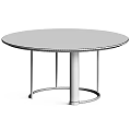 Modern Round Marble Tables With Stylish Metal Frame And Beige Columns 3d model