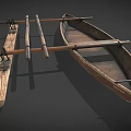 Classic Vintage Wooden Boat With Oars Wooden Planks And Traditional Design