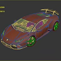 Orange Sports Car With Aerodynamic Design Black Rear Spoiler And Alloy Wheels