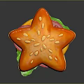 Delicious Star Shaped Burger with Sesame Seeds Lettuce and Cheese