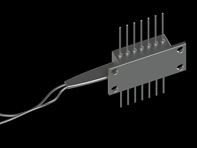Metal Connector Structure With Multiple Pins Mounting Holes And Cable 3d model