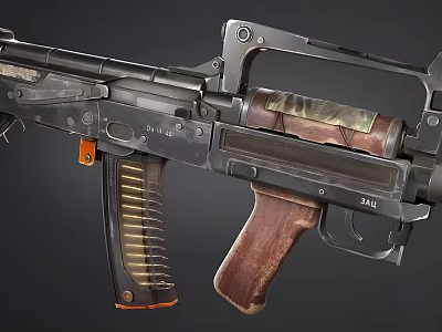 High Quality Modern Tactical Rifle with Metal Body Wooden Grip and Camouflage Accents 3d model