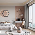 Modern Kids Bedroom With Toys Bed And Decorative Lights