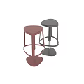 Modern Red and Black Bar Stools with Metal Frame and Round Seat Design