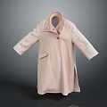 Light Pink Long Coat With Lapel Collar Single Button And Side Pocket 3d model