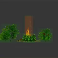 Garden Decor With Circular Fire Pit And Lush Green Plants Surrounding Bushes
