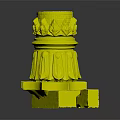 Yellow Ornate Architectural Column With Lotus Petal Design And Base