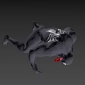 Venom Game Movie Character Black Symbiote With White Glowing Eyes And Red Chest Symbol