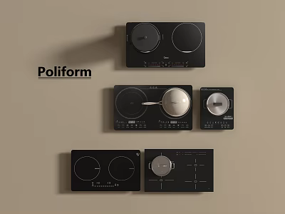 Stylish Poliform Kitchen Appliances With Circular Control Panels And Modern Design 3d model