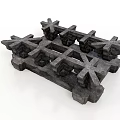 Detailed Gray Stone Architectural Structure With Cross Shaped Decorative Components