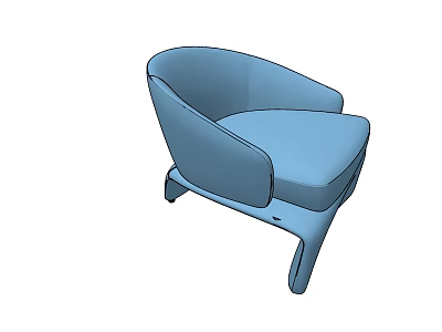 Modern Blue Single Sofa With Ergonomic Armrest And Unique Base Design 3d model