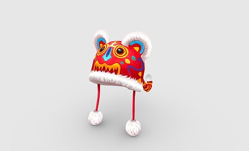 Modern Hat Cartoon Fabric Tiger Hat Chinese New Year Clothing 3d model