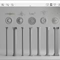 European style Roman column Roman column combination carved lamp panel corner flower 3d model