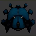 Blue Crab 3D Sculpture With Detailed Carapace Legs And Gray Background Front View