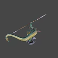 Dragon Like Game and Movie Character With Serpentine Body Holding Spear And Armored Details