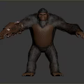 3D Render of Gorilla Character With Mechanical Arm and Realistic Fur