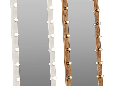 Stylish Vanity Mirrors With Bulbs In White And Wooden Frames Decor 3d model