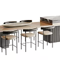 Modern bar chair combination dining table and chair combination 3d model