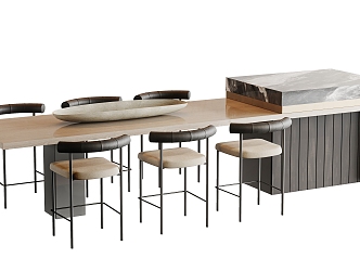 Modern bar chair combination dining table and chair combination 3d model