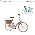 Stylish Pink And Blue Bicycles With Wicker Baskets For Casual Rides