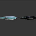 Futuristic Sci Fi Weapons With Light Blue Black Metallic Designs And Wing Shaped Features
