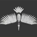 Mechanical Bird Flying With Silver Feather Like Wings And Mechanical Details On Black Background