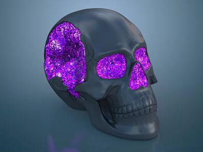Decorative Skull Ornament Set with Purple Glitter Eyes and Skull Accents for Modern Home Decor 3d model