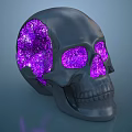 Decorative Skull Ornament Set with Purple Glitter Eyes and Skull Accents for Modern Home Decor