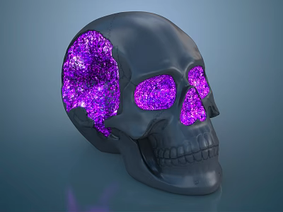 Decorative Skull Ornament Set with Purple Glitter Eyes and Skull Accents for Modern Home Decor 3d model