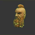 Woman Crafting Intricate Orange Sculpture With Mohawk And Braided Beard