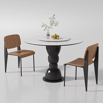Middle-style dining tables and chairs 3d model