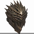 Unique Bronze Spiked Helmet Featuring Intricate Hollowed Patterns And Decorative Edges