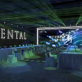 Elegant Stage Design With Laser Lighting Large Backdrop Screen And Dining Tables 3d model