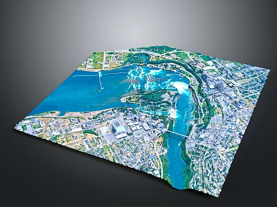 Deer In Urban 3D Model Green Area Near Blue Water And River 3d model