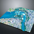 Deer In Urban 3D Model Green Area Near Blue Water And River