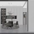 Modern Open Concept Dining And Living Room Interior With Dining Table Sofa And Large Windows