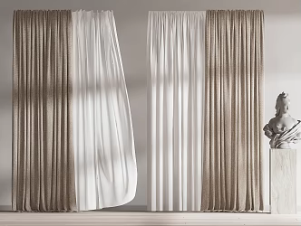 modern curtain fabric curtain gauze curtain fabric curtain 3d model