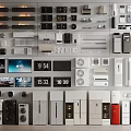 Modern Display Wall With Various Home Appliances And Electronic Devices 3d model
