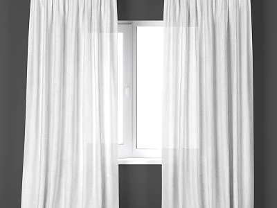 White Sheer Curtains Hanging On Window For Simple Home Interior Design 3d model