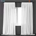 White Sheer Curtains Hanging On Window For Simple Home Interior Design 3d model