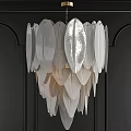 Elegant Modern White Leaf Shaped Chandelier With Metallic Finish Hanging Against Dark Background